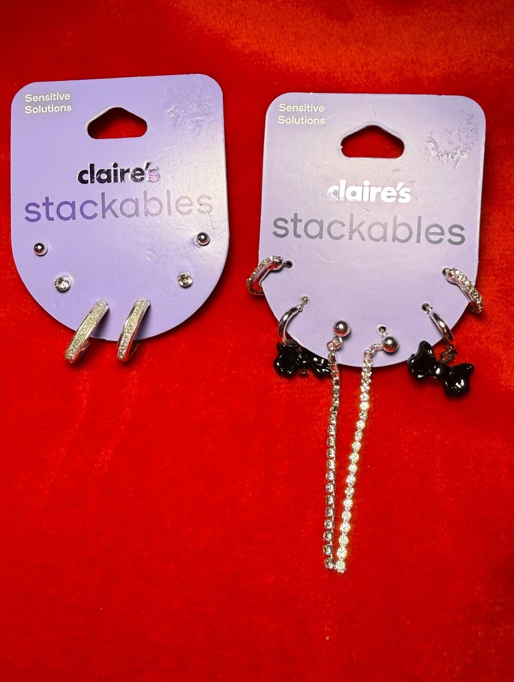 Claire's Stackables Girl's Earring Set - Silver & Black
